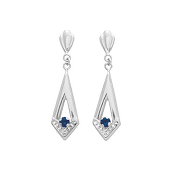 Boucles d'oreilles pendantes saphir Or Blanc 750