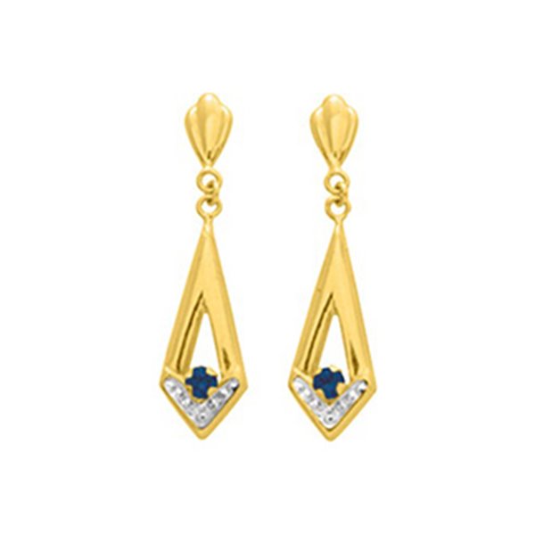 Boucles d'oreilles pendantes Or Jaune 750 rhodiée saphir