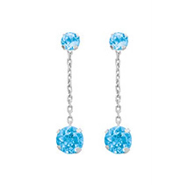 Boucles d'oreilles pendantes topaze bleue traitée Or Blanc 750