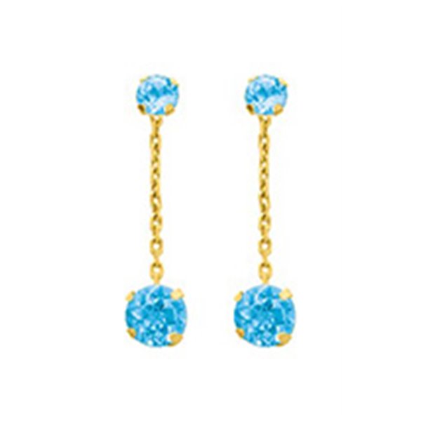 Boucles d'oreilles pendantes topaze bleue traitée Or Jaune 750