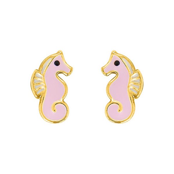 Boucles d'oreilles clou laqué Or Jaune 750