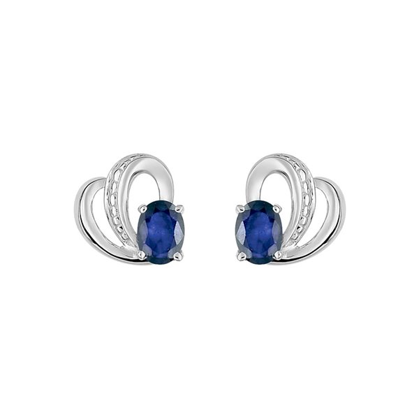 Boucles d'oreilles clou saphir Or Blanc 750