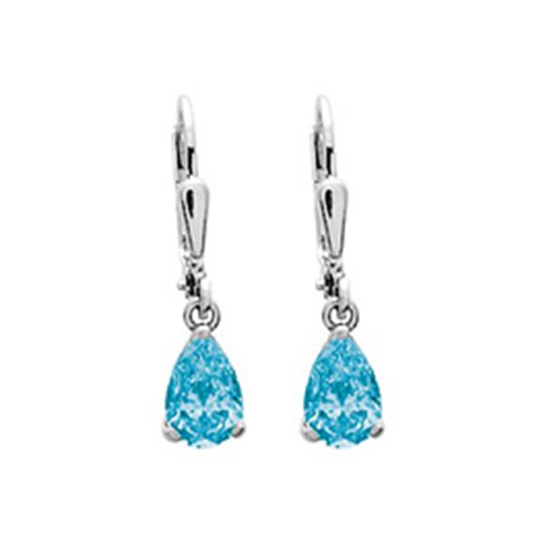 Boucles d'oreilles dormeuses topaze bleue traitée Or Blanc 750