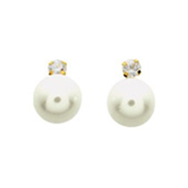 Boucles d'oreilles clou perle de culture d'eau douce oxyde(s) de zirconium Or Jaune 750