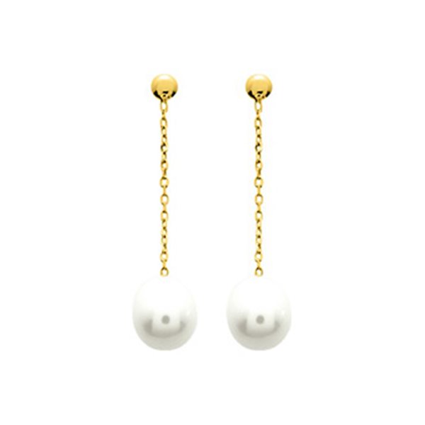 Boucles d'oreilles pendantes perle de culture d'eau douce Or Jaune 750