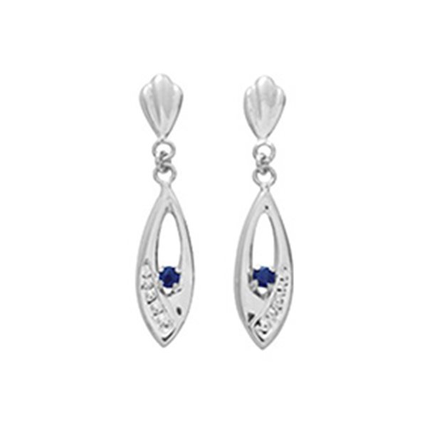 Boucles d'oreilles pendantes saphir Or Blanc 750