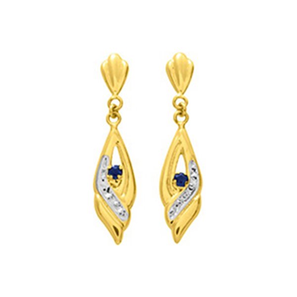 Boucles d'oreilles pendantes Or Jaune 750 rhodiée saphir