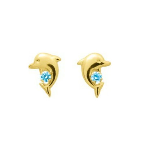 Boucles d'oreilles clou topaze bleue traitée Or Jaune 750