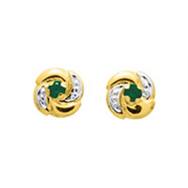 Boucles d'oreilles clou émeraude Or Jaune 750 rhodiée