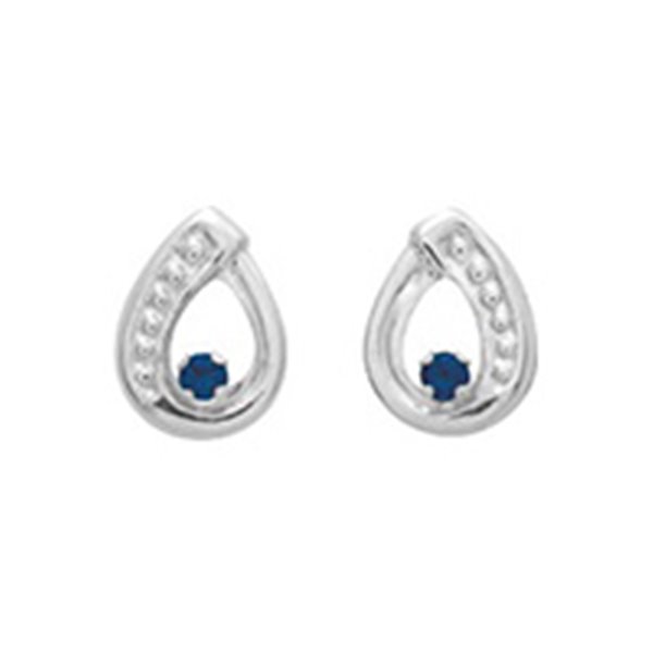 Boucles d'oreilles clou saphir Or Blanc 750