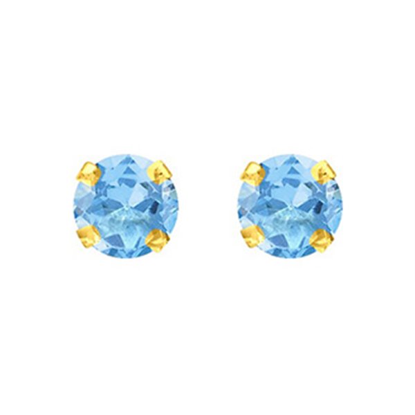 Boucles d'oreilles clou topaze bleue traitée Or Jaune 750