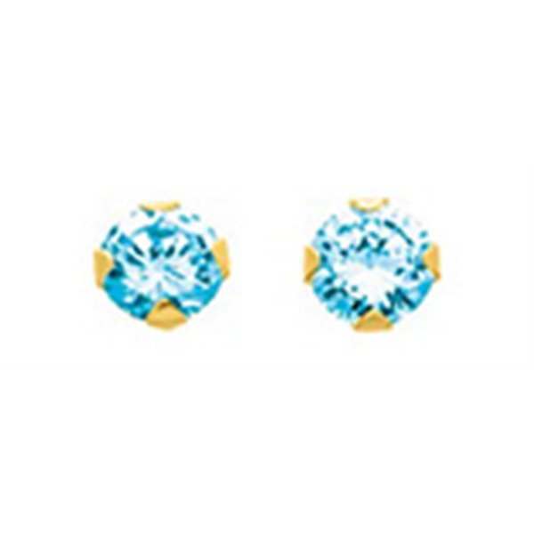 Boucles d'oreilles clou topaze bleue traitée Or Jaune 750