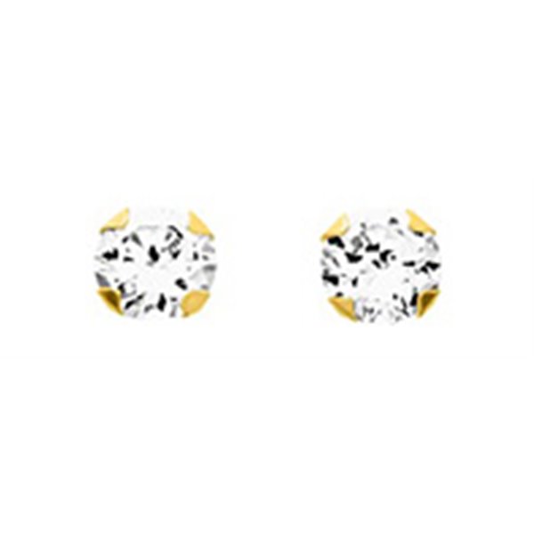 Boucles d'oreilles clou 4 griffes oxyde(s) de zirconium 6mm Or Jaune 750