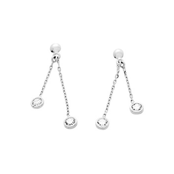 Boucles d'oreilles pendantes oxyde(s) de zirconium Or Blanc 750