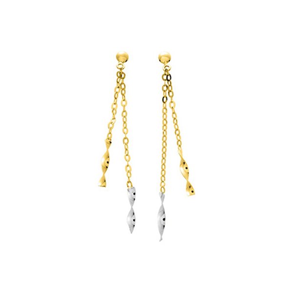 Boucles d'oreilles pendantes Or Jaune et blanc Or 750