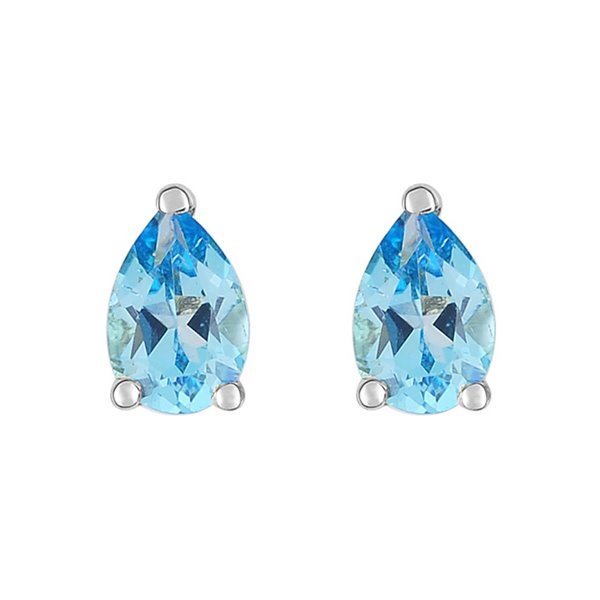 Boucles d'oreilles clou topaze bleue traitée Or Blanc 750