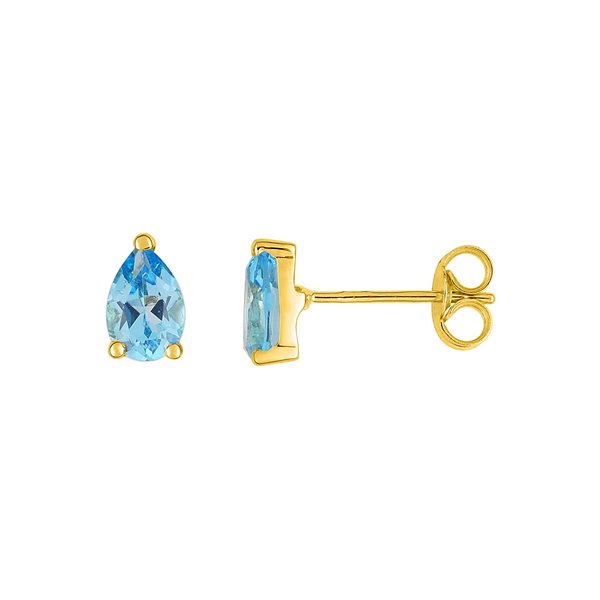 Boucles d'oreilles clou topaze bleue traitée Or Jaune 750