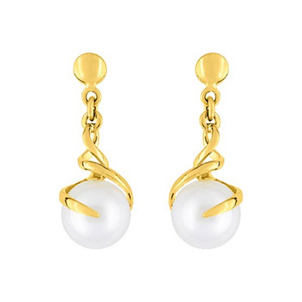 Boucles d'oreilles pendantes perle de culture d'eau douce Or Jaune 750