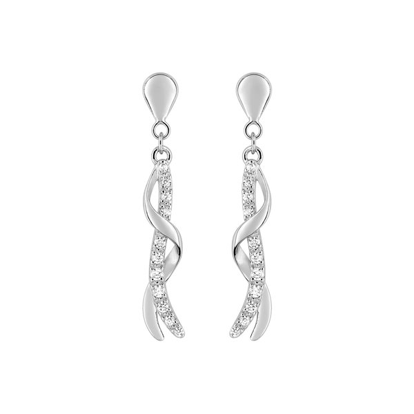 Boucles d'oreilles pendantes oxyde(s) de zirconium Or Blanc 750