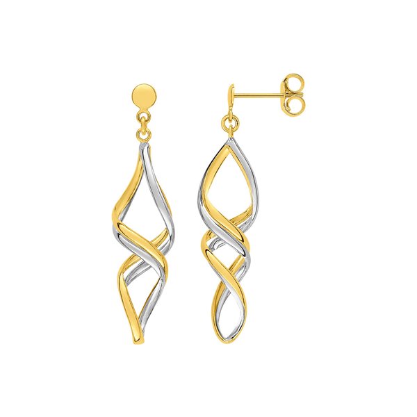 Boucles d'oreilles pendantes Or Jaune et blanc Or 750