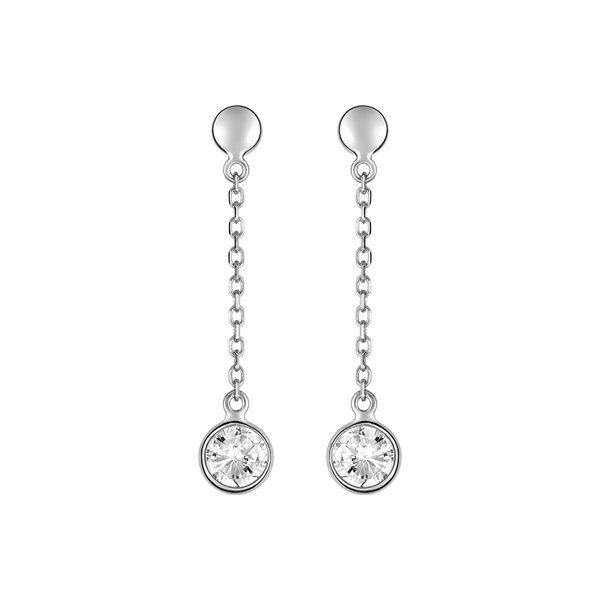 Boucles d'oreilles pendantes oxyde(s) de zirconium Or Blanc 750