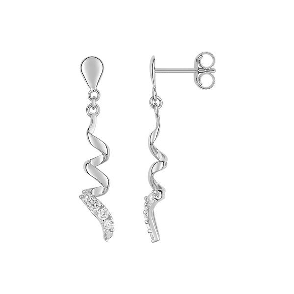 Boucles d'oreilles pendantes oxyde(s) de zirconium Or Blanc 750