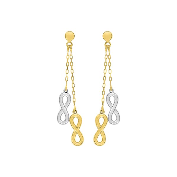 Boucles d'oreilles pendantes bicolore Or 375