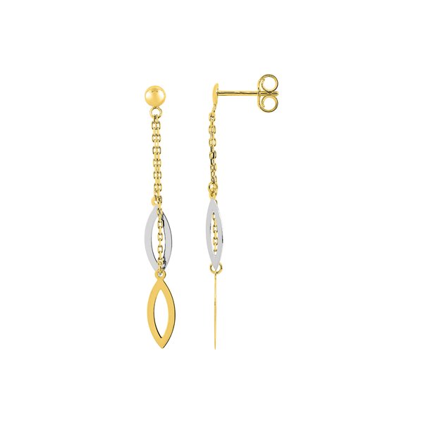 Boucles d'oreilles pendantes bicolore Or 375