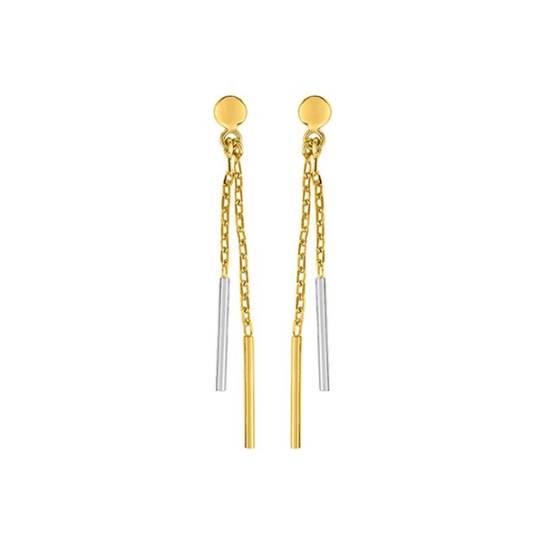 Boucles d'oreilles pendantes bicolore Or 375