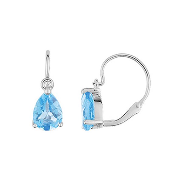 Boucles d'oreilles brisu topaze bleue traitée Or Blanc 375