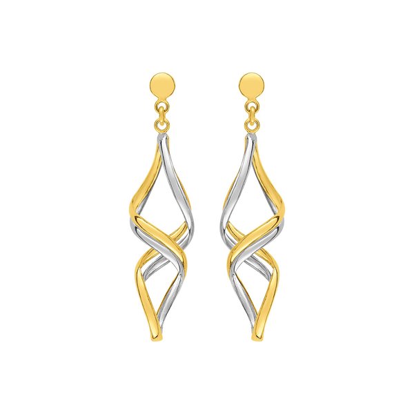 Boucles d'oreilles pendantes bicolore Or 375