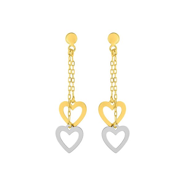 Boucles d'oreilles pendantes bicolore Or 375