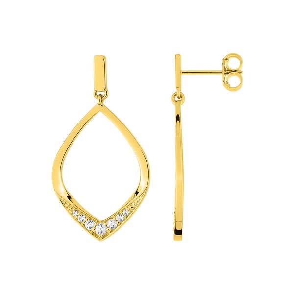 Boucles d'oreilles pendantes oxyde(s) de zirconium Or Jaune 375