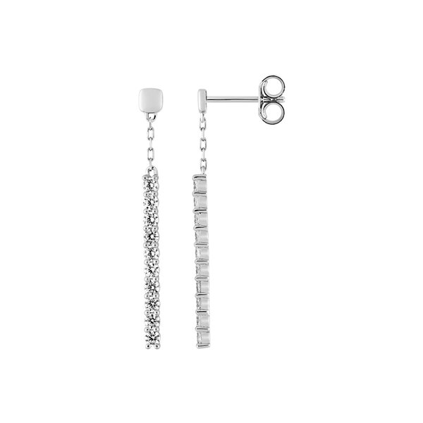 Boucles d'oreilles pendantes oxyde(s) de zirconium Or Blanc 375