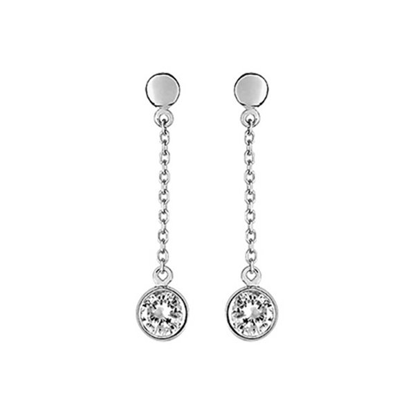 Boucles d'oreilles pendantes oxyde(s) de zirconium Or Blanc 375