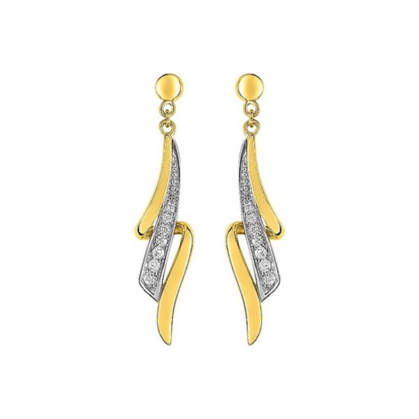 Boucles d'oreilles pendantes oxyde(s) de zirconium Or Jaune 375 rhodiée