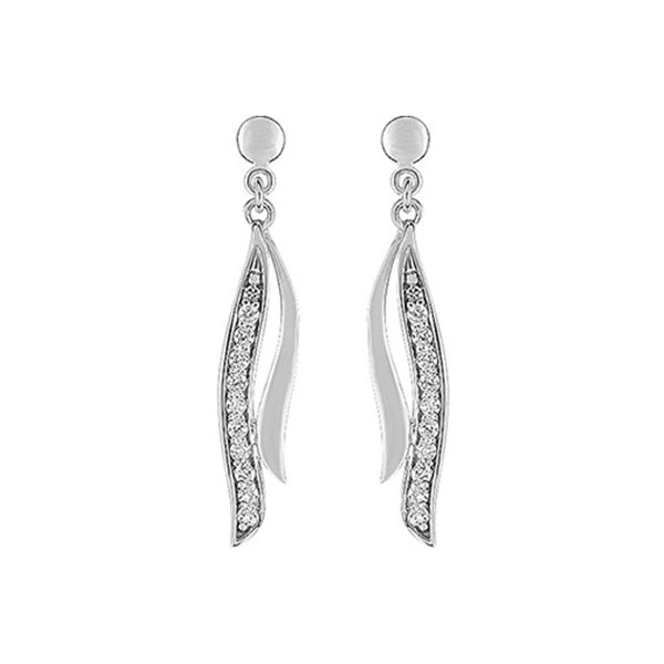 Boucles d'oreilles pendantes oxyde(s) de zirconium Or Blanc 375