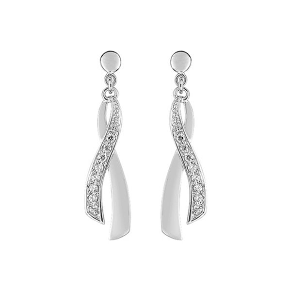 Boucles d'oreilles pendantes oxyde(s) de zirconium Or Blanc 375