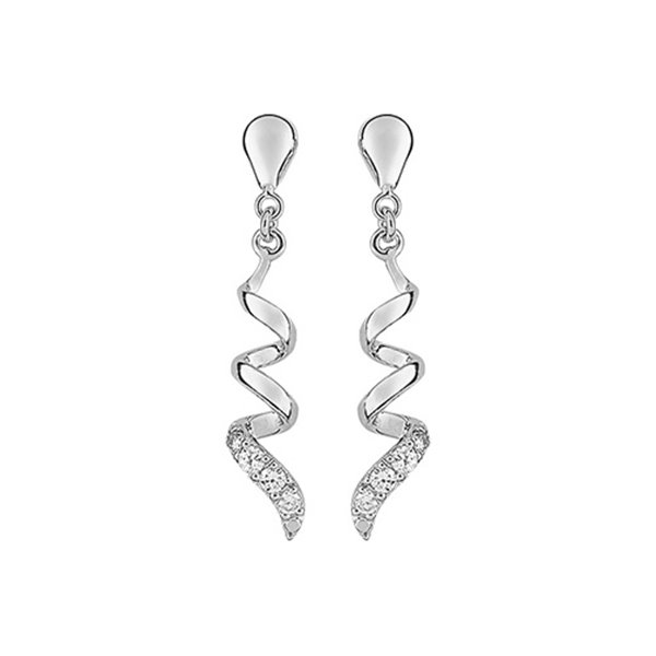 Boucles d'oreilles pendantes oxyde(s) de zirconium Or Blanc 375