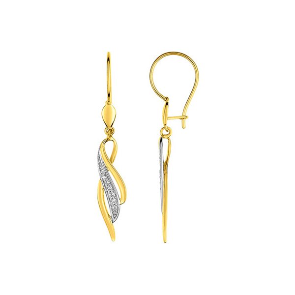 Boucles d'oreilles dormeuses oxyde(s) de zirconium Or Jaune 375 rhodiée