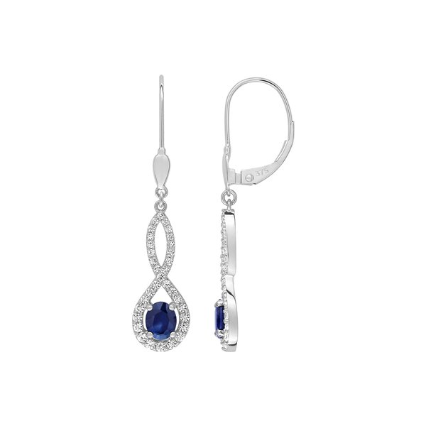 Boucles d'oreilles dormeuses saphir trilogie oxyde(s) de zirconium Or Blanc 375