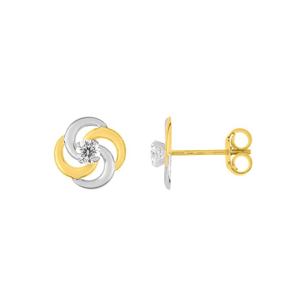 Boucles d'oreilles clou oxyde(s) de zirconium Or Jaune 375 rhodiée