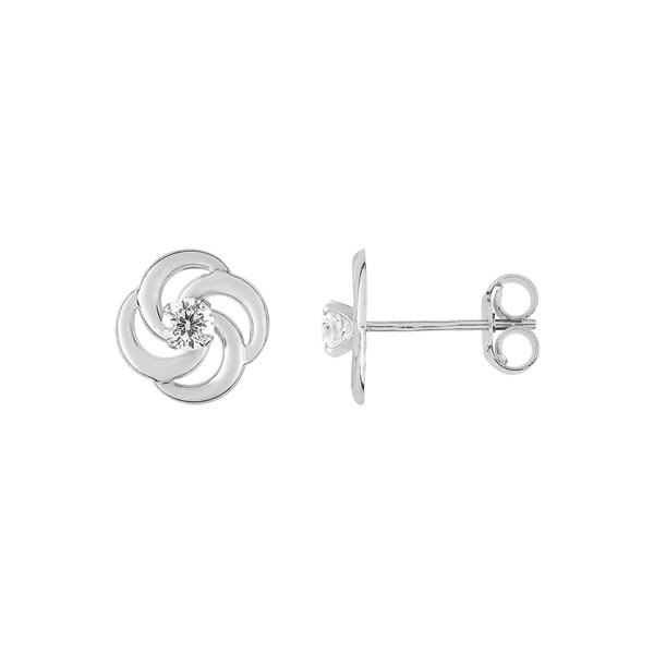 Boucles d'oreilles clou oxyde(s) de zirconium Or Blanc 375