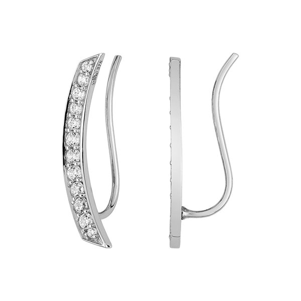 Boucles d'oreilles crochet oxyde(s) de zirconium Or Blanc 375