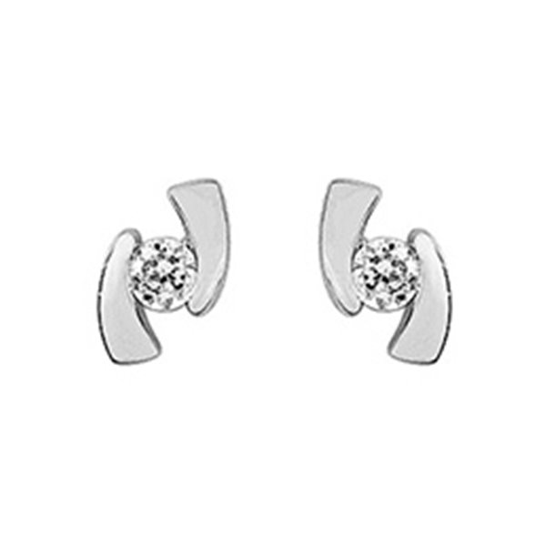 Boucles d'oreilles clou oxyde(s) de zirconium Or Blanc 375