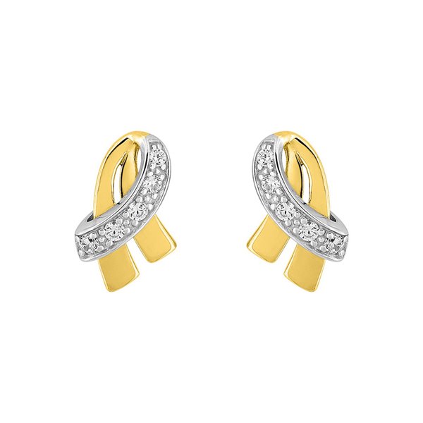 Boucles d'oreilles clou oxyde(s) de zirconium Or Jaune 375 rhodiée