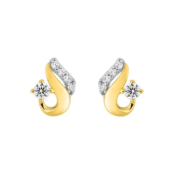 Boucles d'oreilles clou oxyde(s) de zirconium Or Jaune et Blanc Or 375