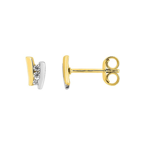 Boucles d'oreilles clou oxyde(s) de zirconium Or Jaune 375 rhodiée