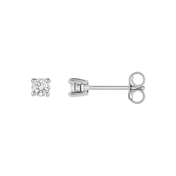 Boucles d'oreilles clou diamant 0.10ct Or Blanc 375