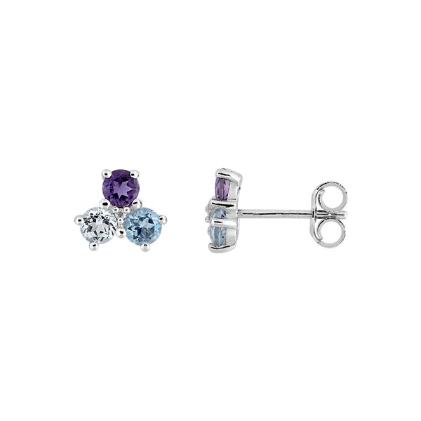 Boucles d'oreilles clou TPB+IOV diamant 0.008 Or Blanc 375